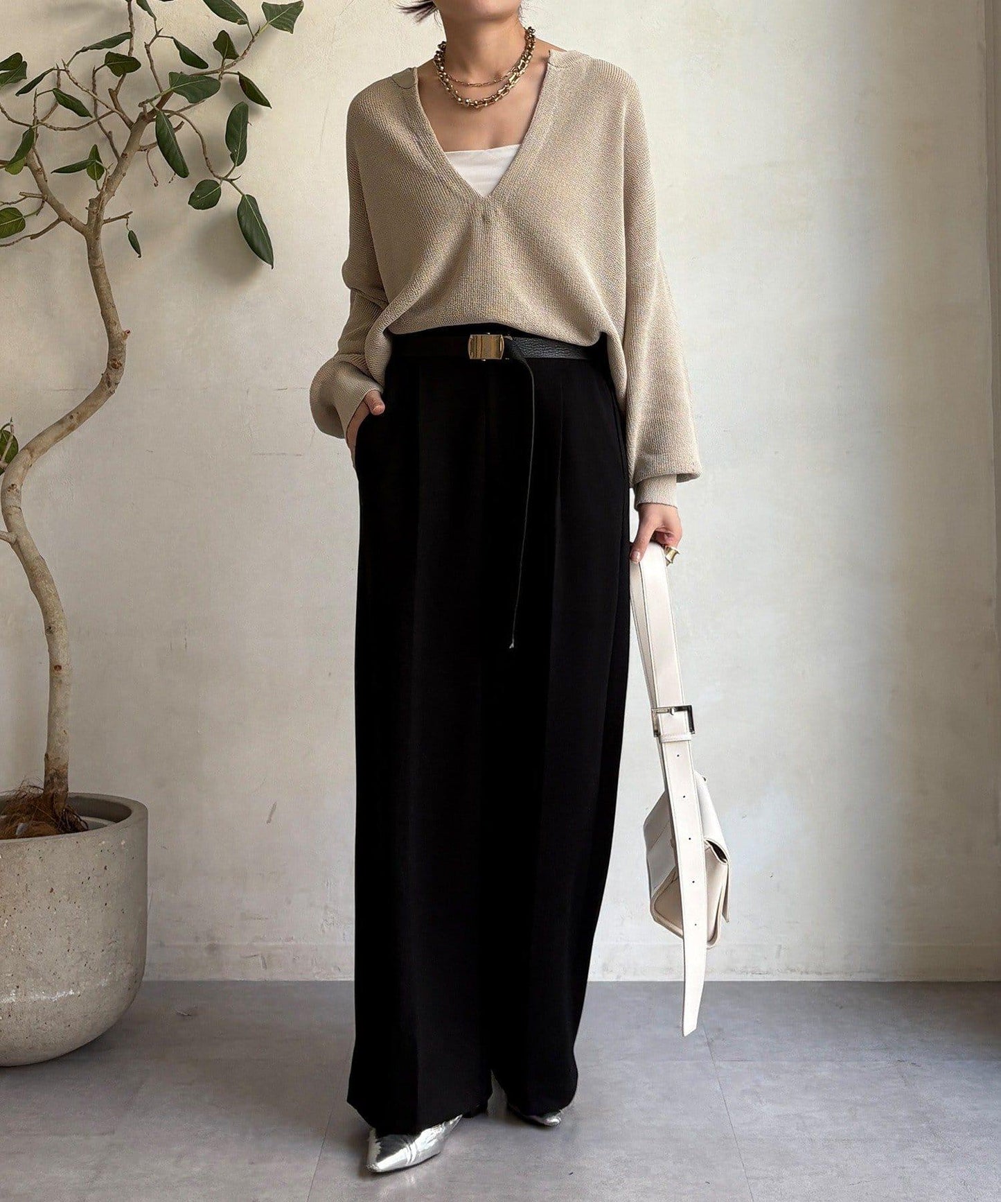 和紙質開領套頭衫