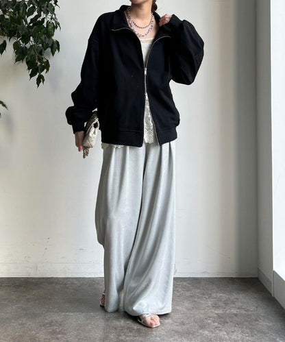 異材質拼接雙拉鍊夾克