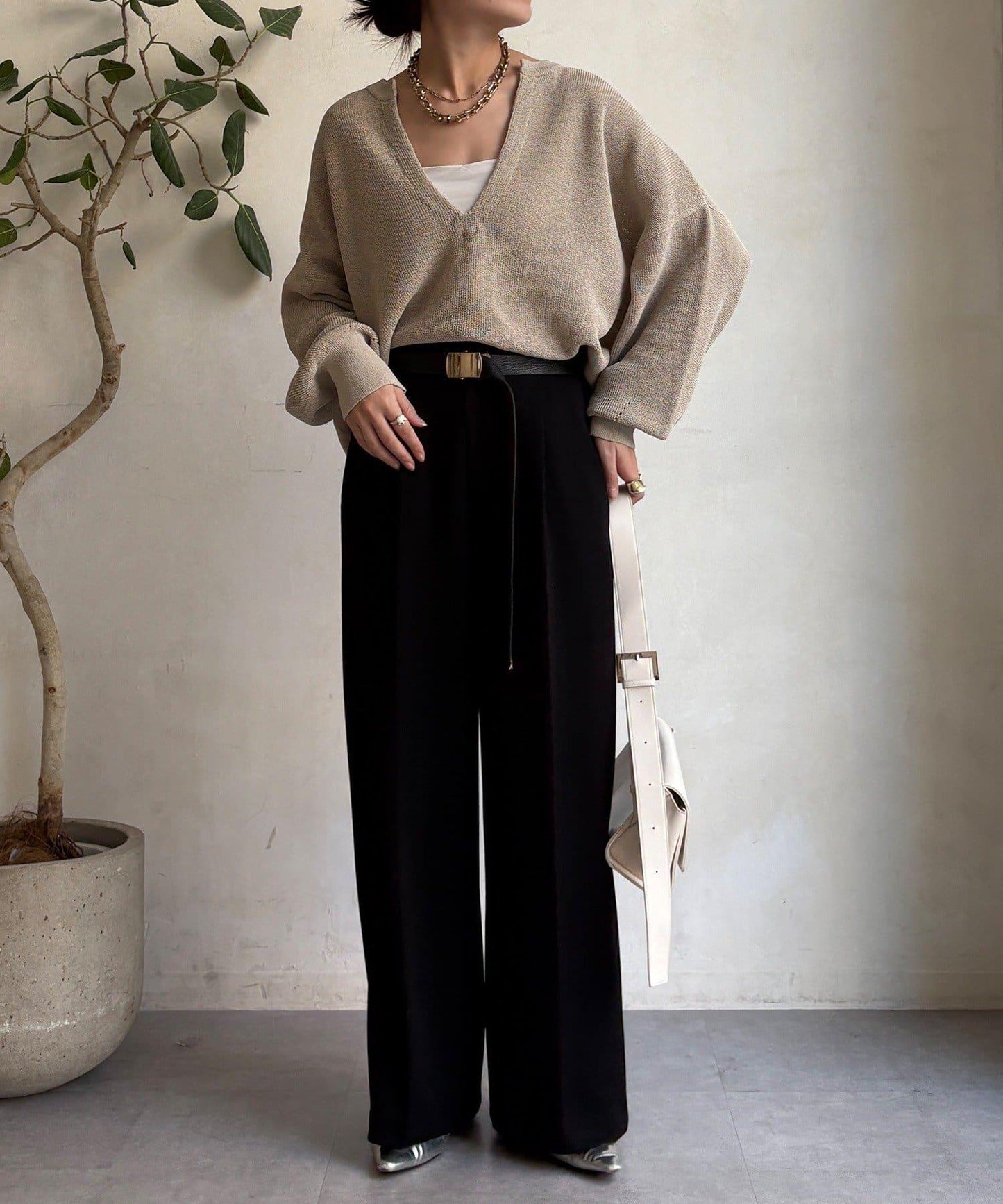 和紙質開領套頭衫