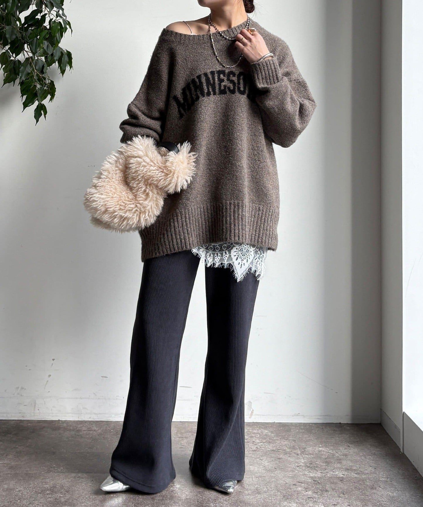 針織燈芯絨微喇休閒褲