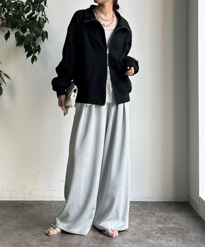 異材質拼接雙拉鍊夾克