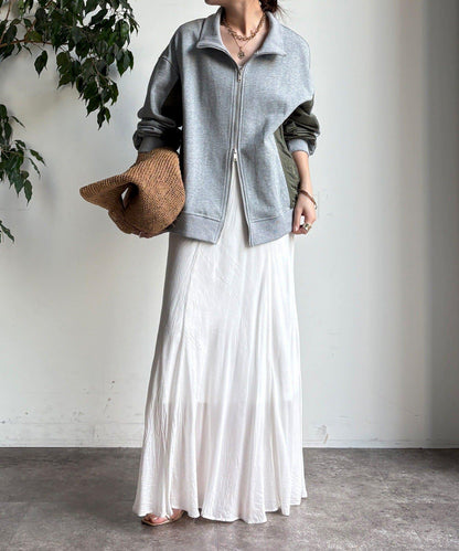 異材質拼接雙拉鍊夾克