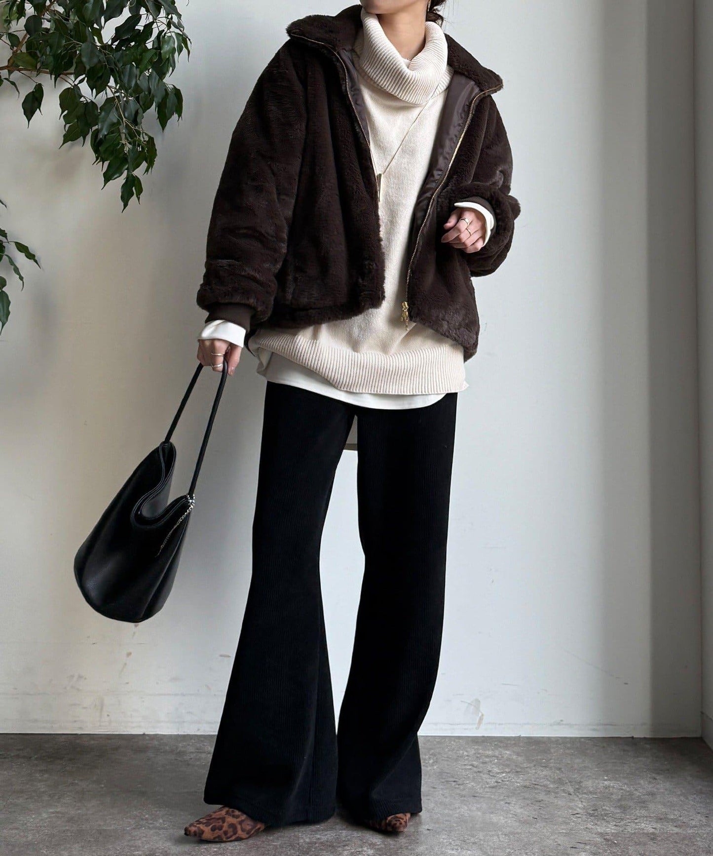 針織燈芯絨微喇休閒褲