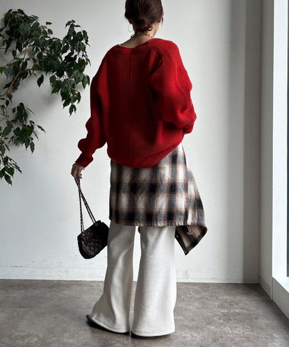 針織燈芯絨微喇休閒褲