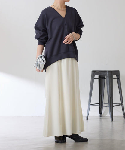 【小臉效果/彈力】V領開口套頭衫/套裝