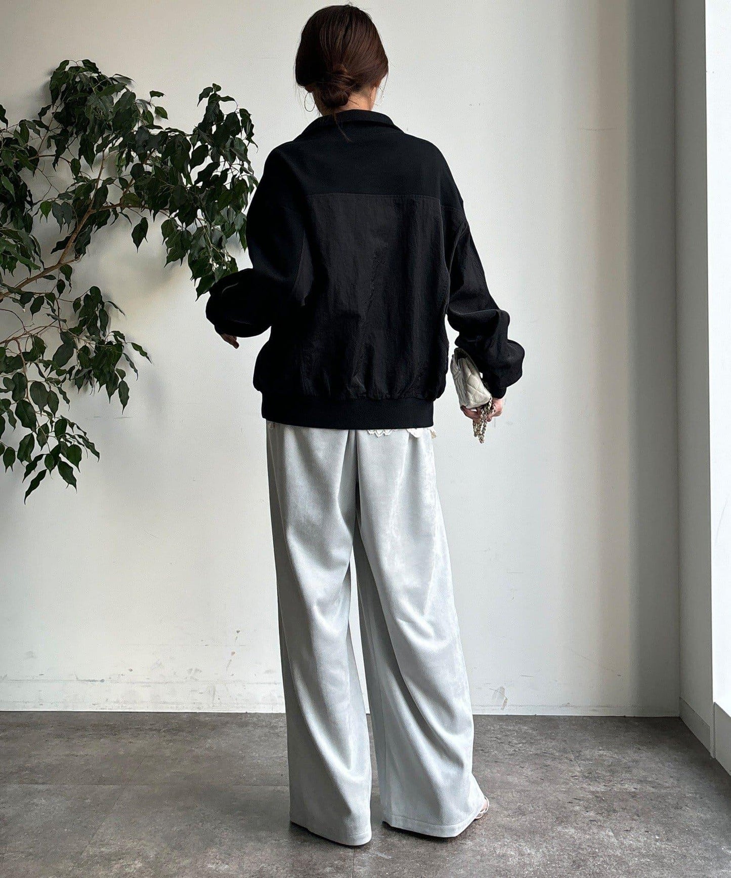 異材質拼接雙拉鍊夾克