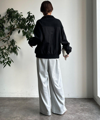 異材質拼接雙拉鍊夾克
