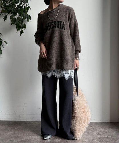 針織燈芯絨微喇休閒褲