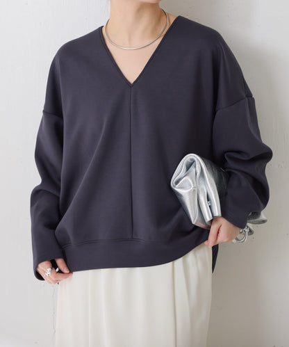 【小臉效果/彈力】V領開口套頭衫/套裝