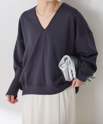 【小臉效果/彈力】V領開口套頭衫/套裝