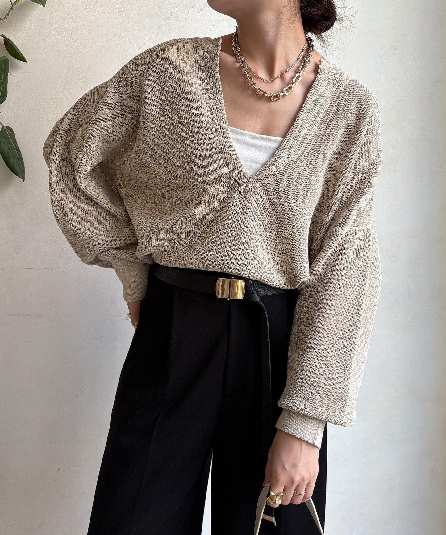 和紙質開領套頭衫