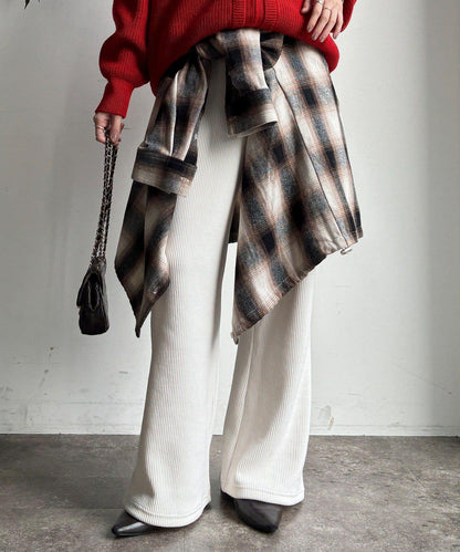 針織燈芯絨微喇休閒褲