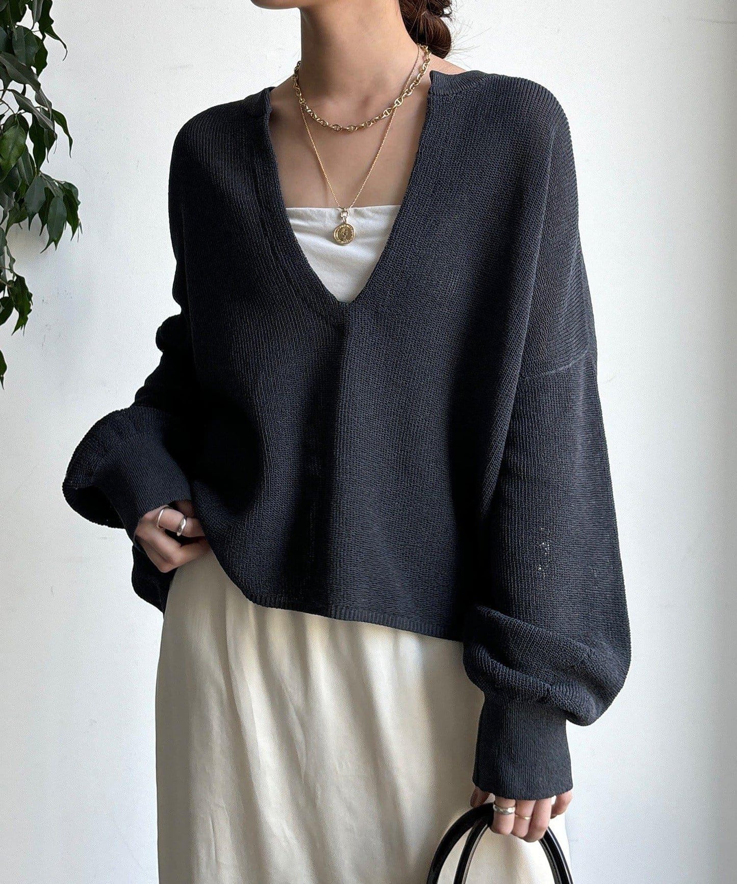 和紙質開領套頭衫