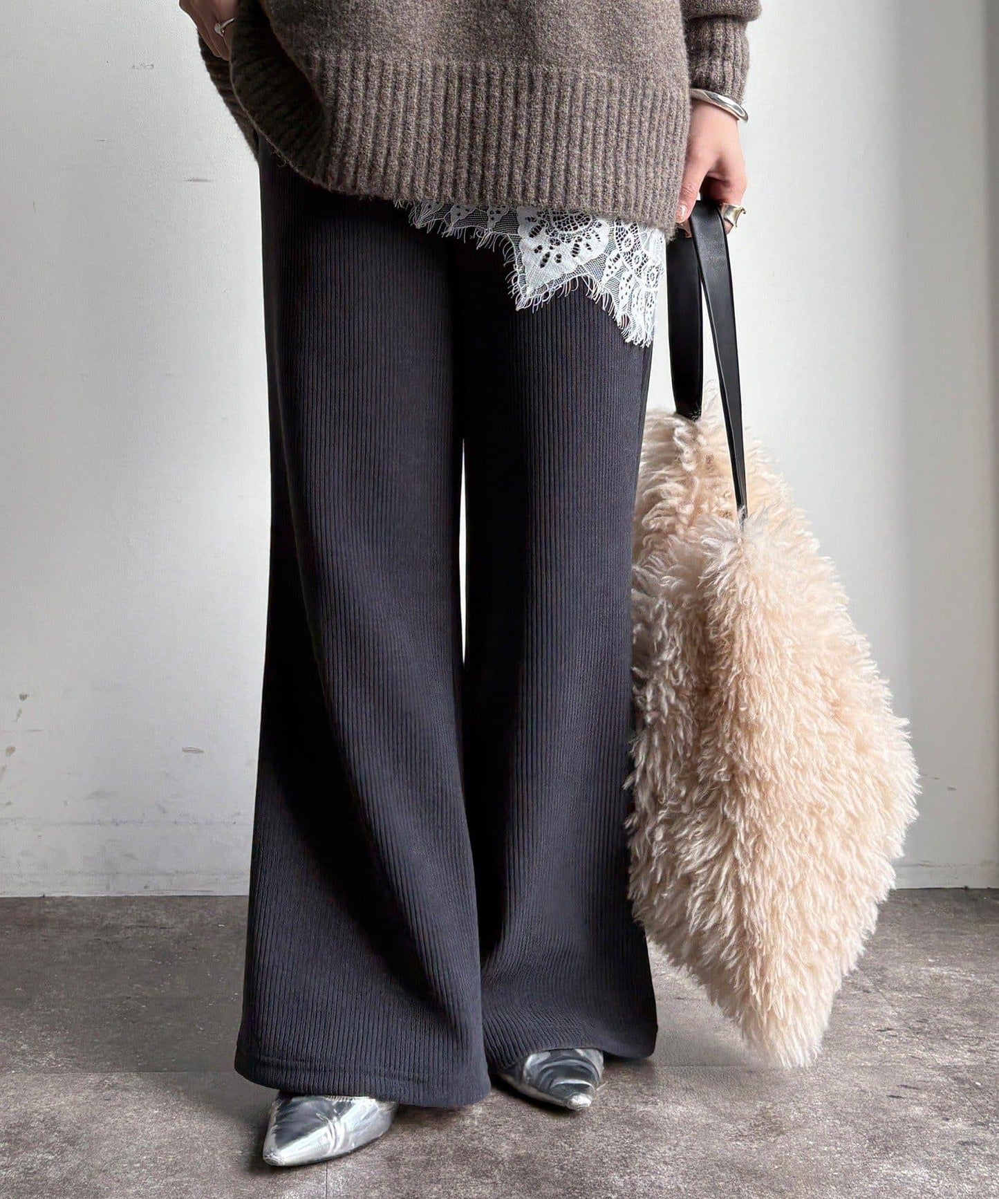 針織燈芯絨微喇休閒褲