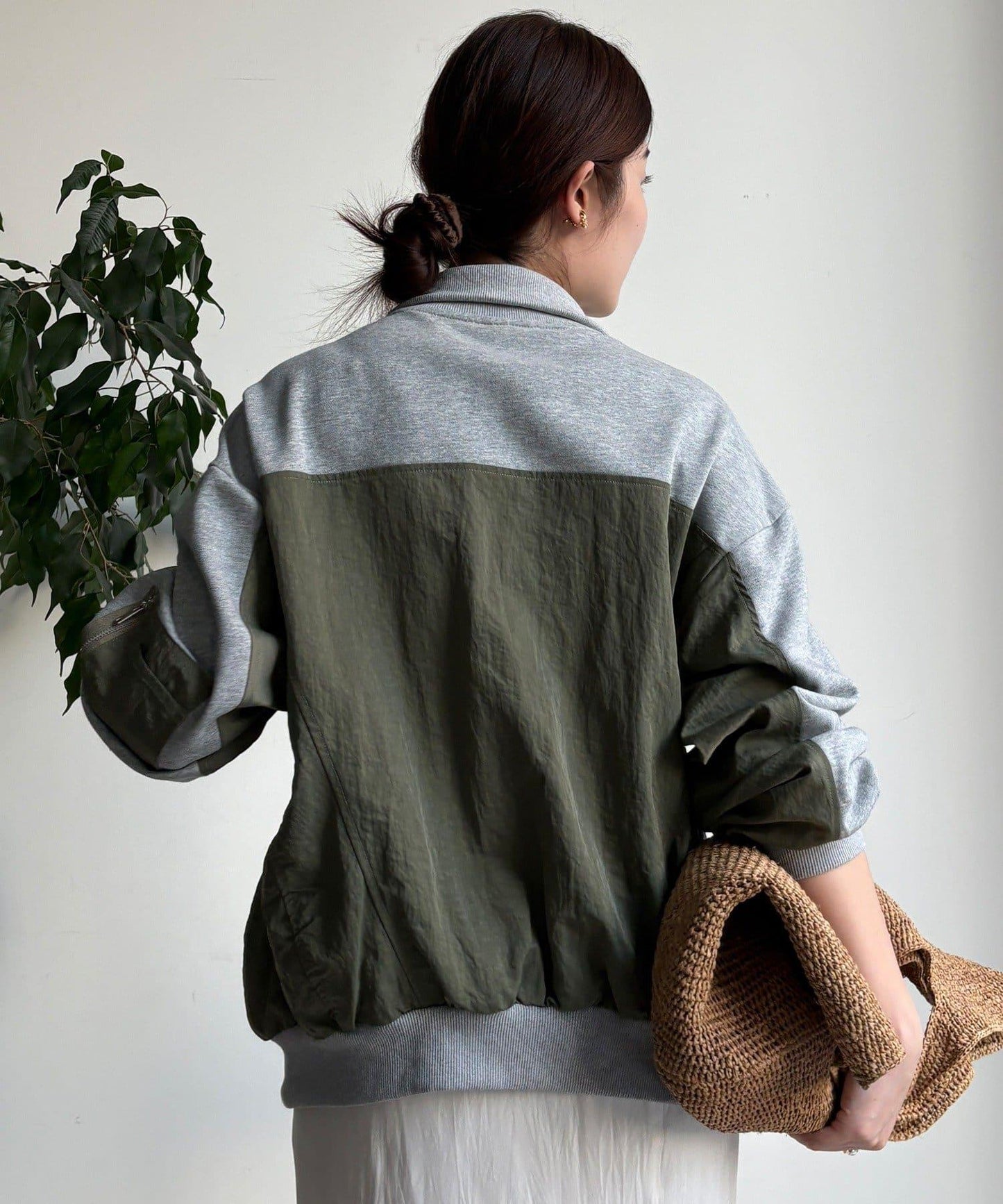 異材質拼接雙拉鍊夾克