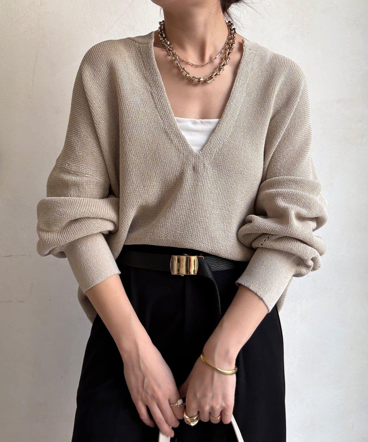 和紙質開領套頭衫