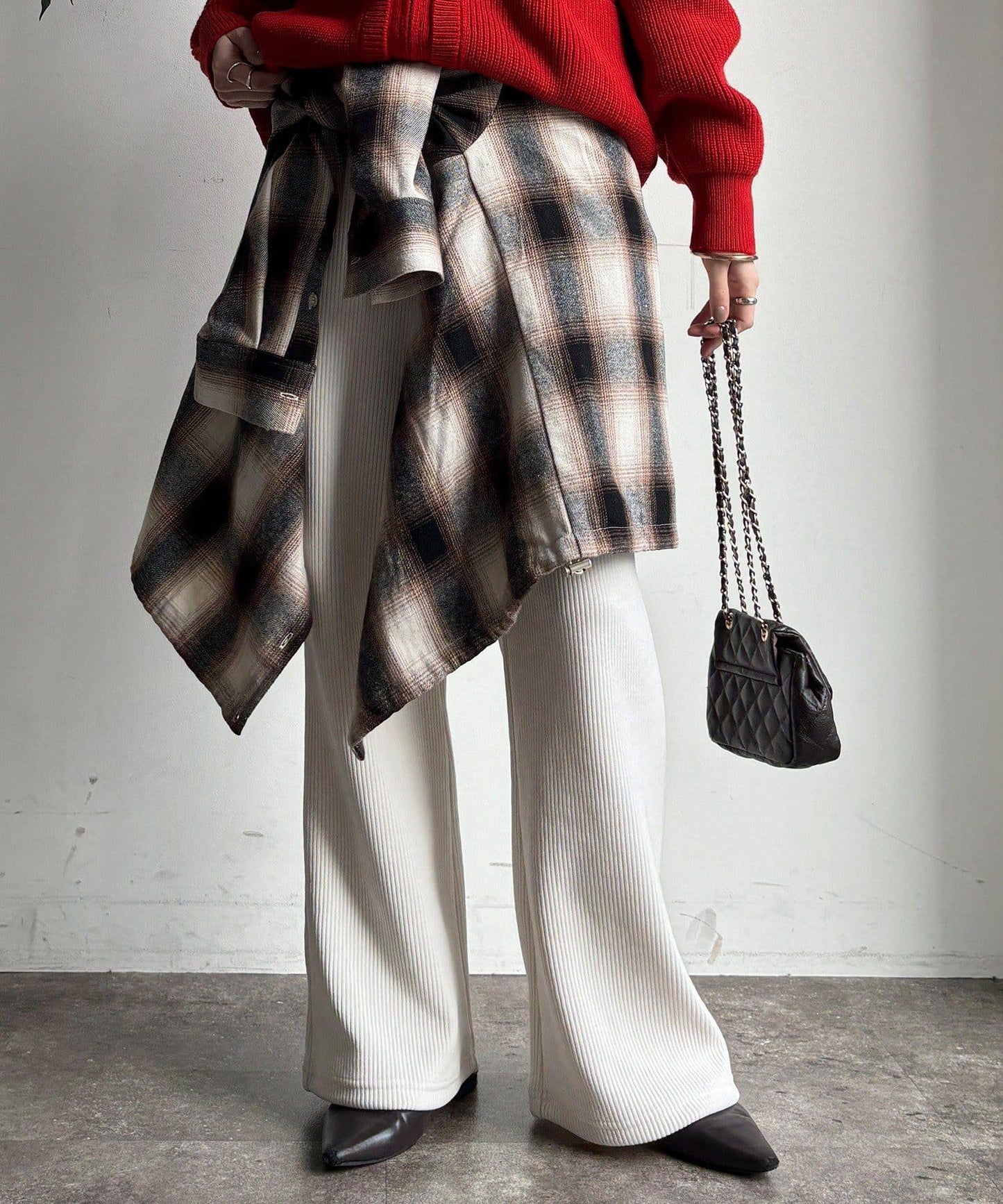 針織燈芯絨微喇休閒褲