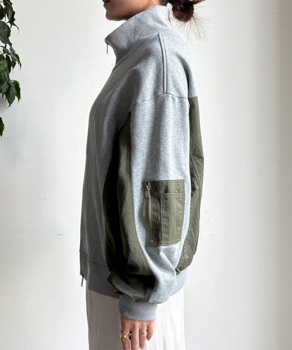 異材質拼接雙拉鍊夾克