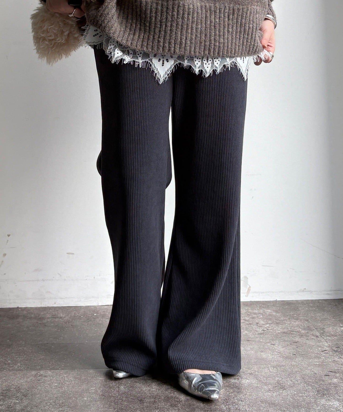 針織燈芯絨微喇休閒褲