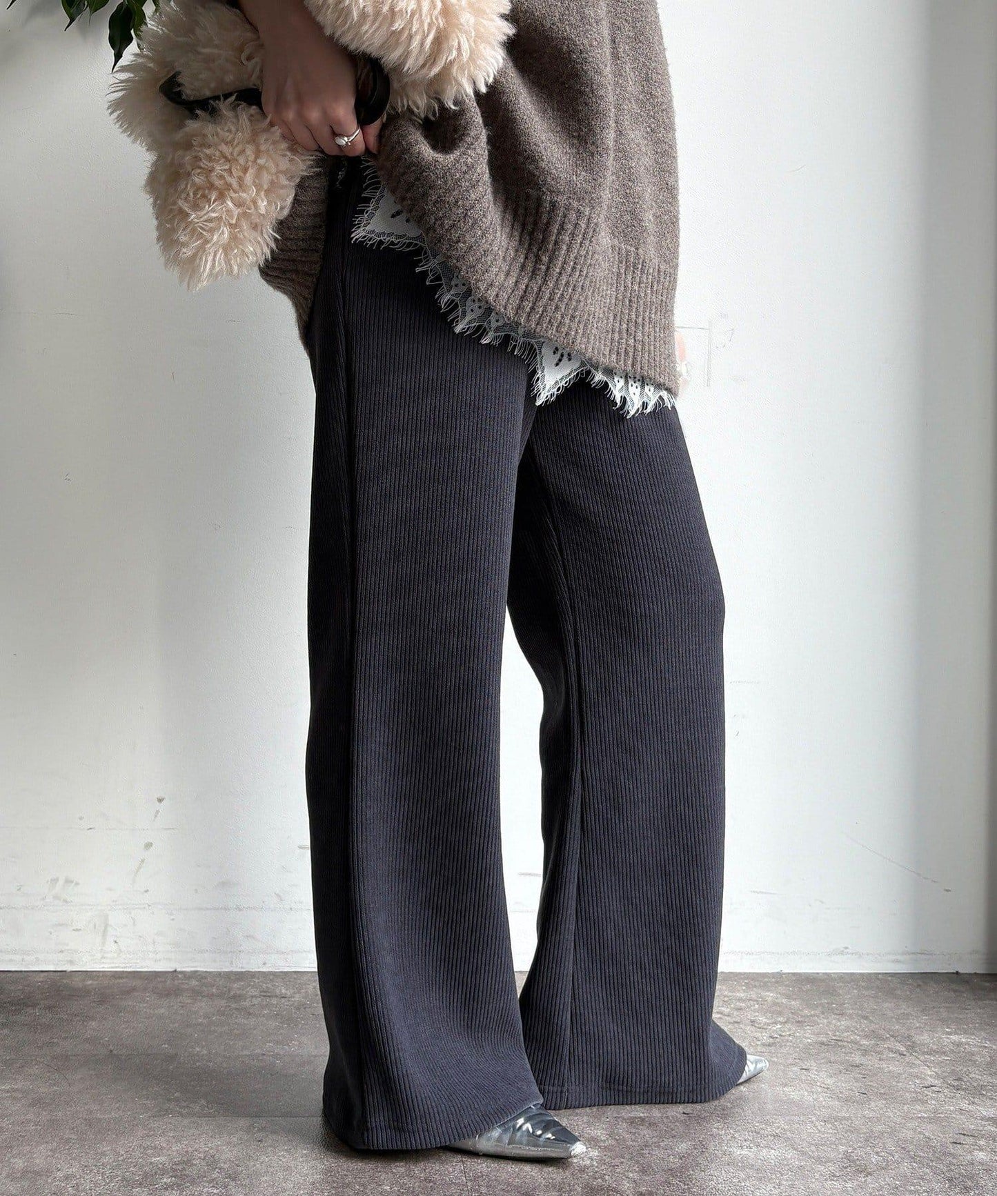 針織燈芯絨微喇休閒褲