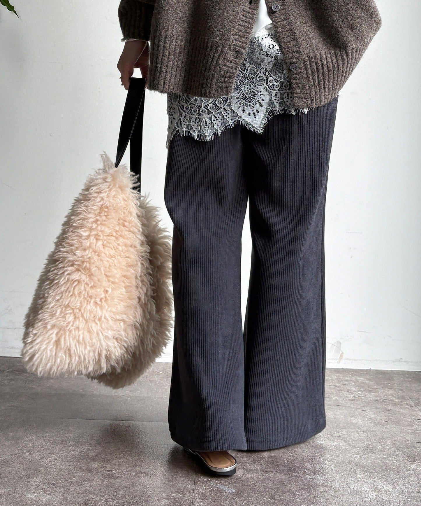 針織燈芯絨微喇休閒褲