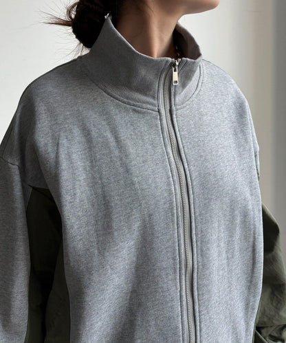 異材質拼接雙拉鍊夾克