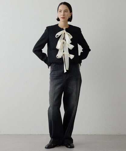 花呢蝴蝶結西裝外套
