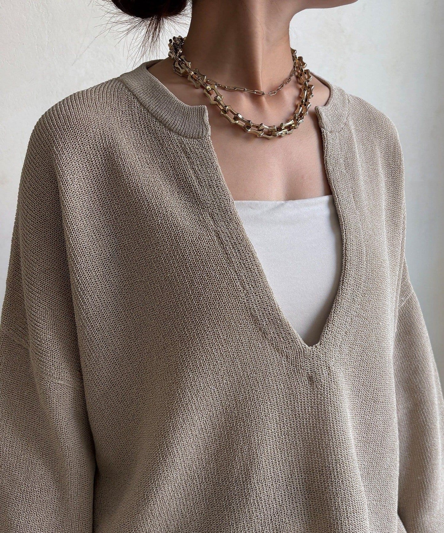 和紙質開領套頭衫