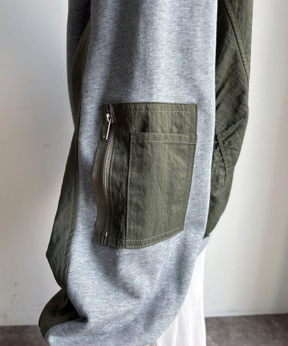 異材質拼接雙拉鍊夾克