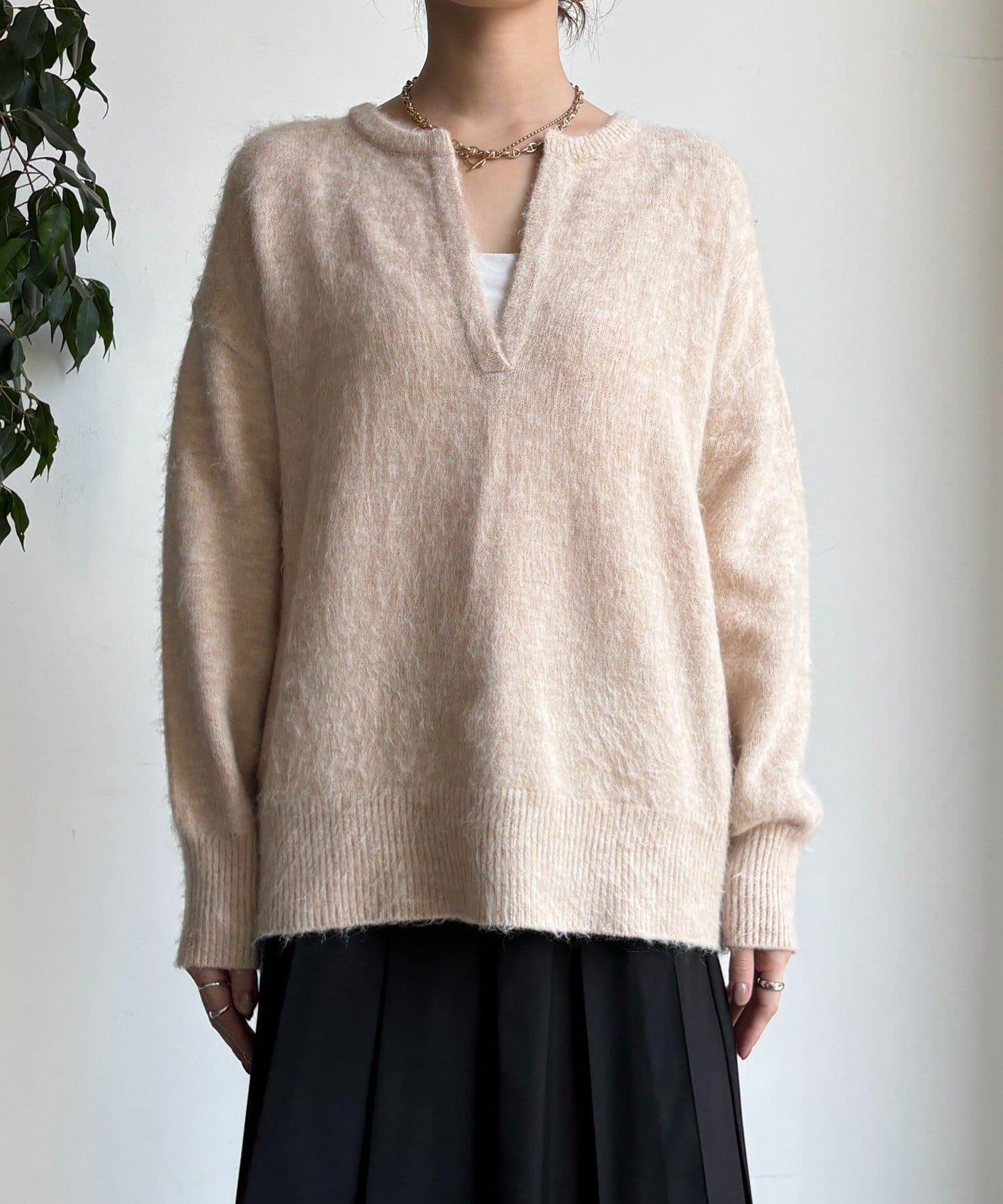 深V開叉針織衫