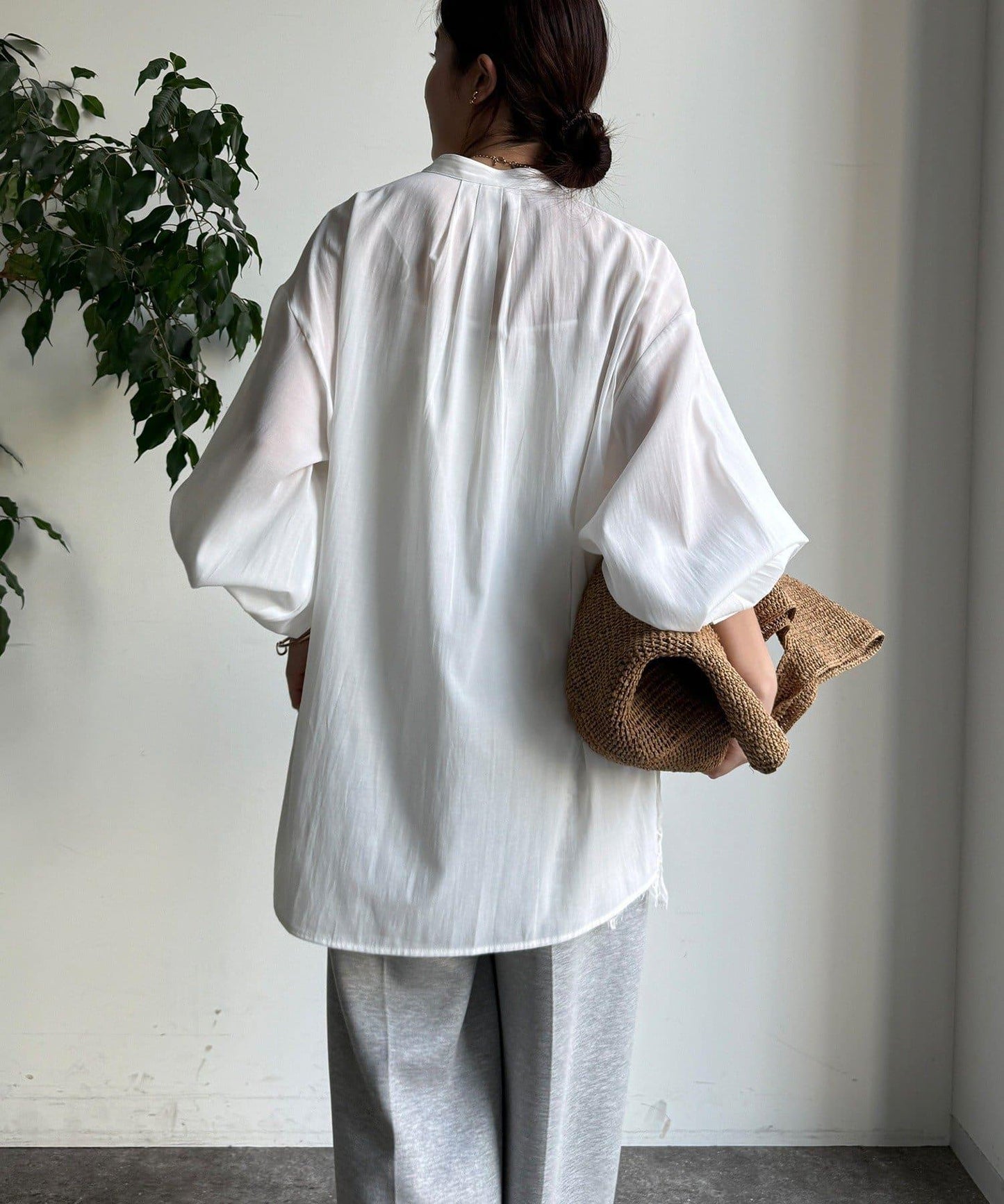 針織背心×襯衫套裝