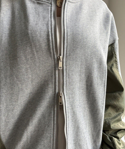 異材質拼接雙拉鍊夾克