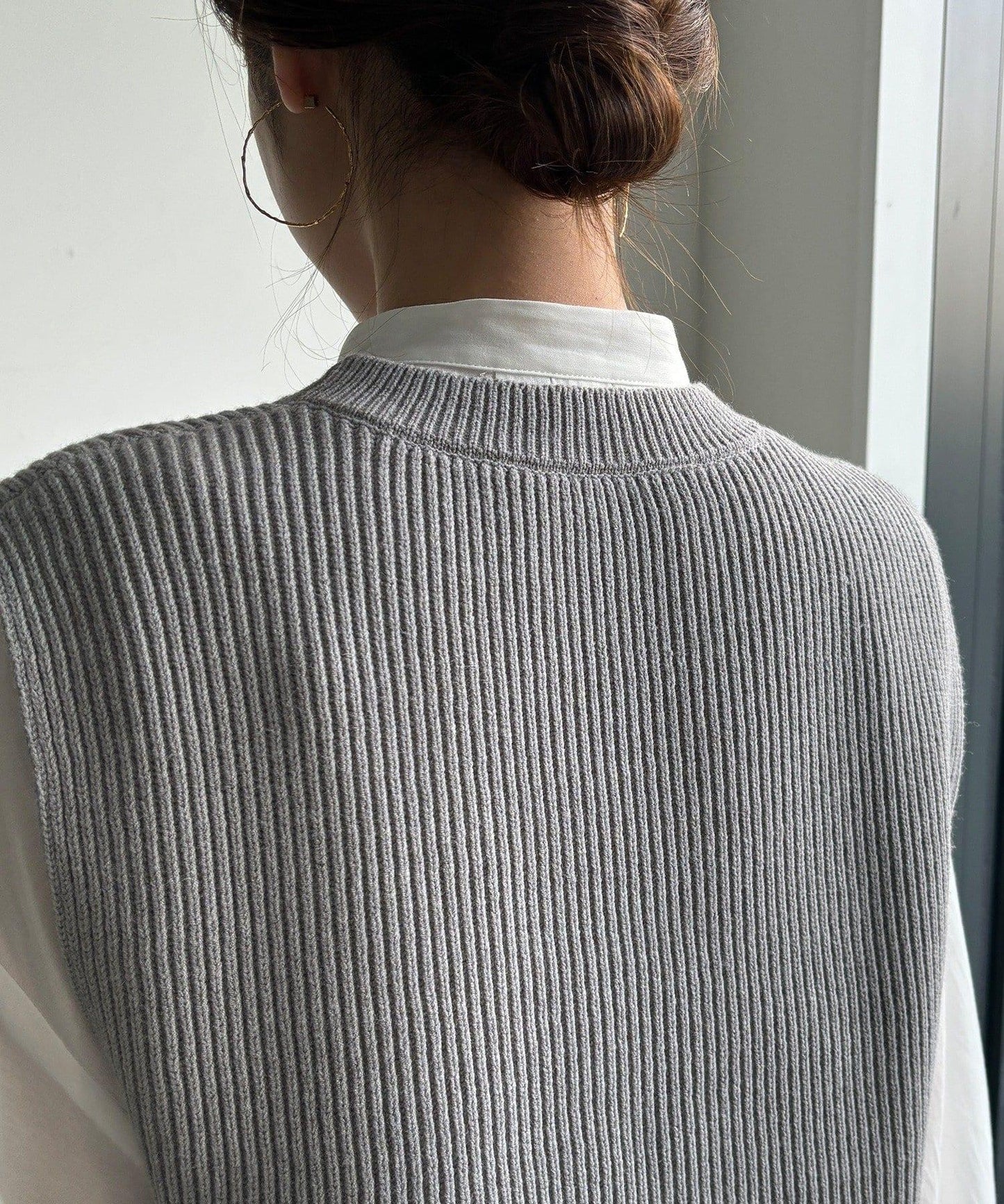 針織背心×襯衫套裝