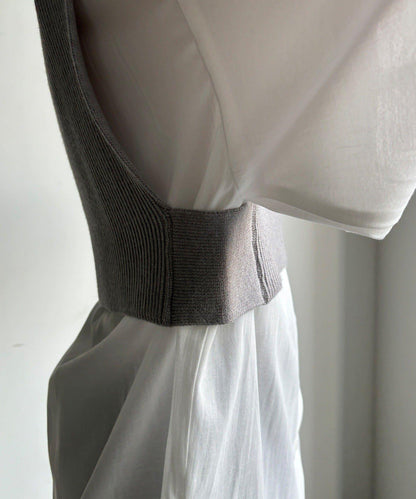 針織背心×襯衫套裝