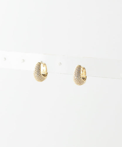 TOM WOOD 冰晶鑲鑽金色耳環