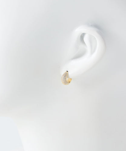 TOM WOOD 冰晶鑲鑽金色耳環