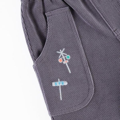 電車圖案針織燈芯絨長褲(80~90)