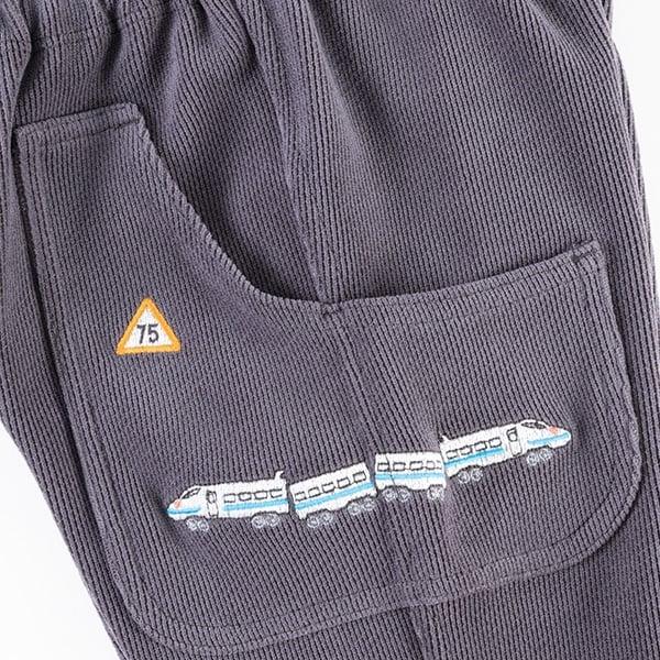 電車圖案針織燈芯絨長褲(80~90)