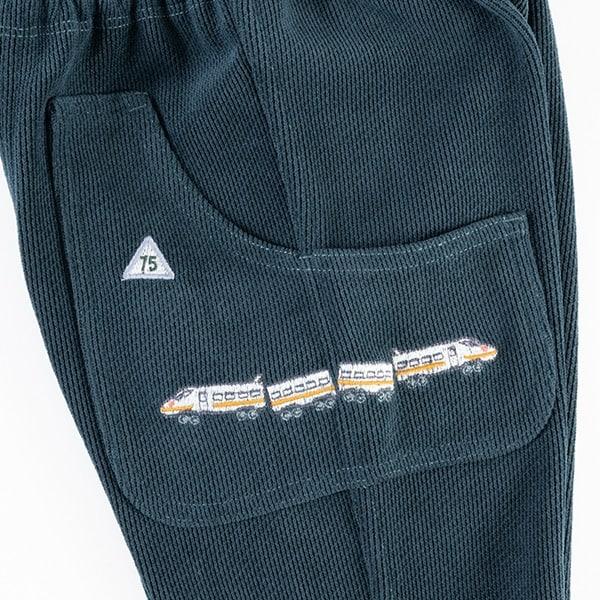 電車圖案針織燈芯絨長褲(80~90)