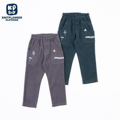 電車圖案針織燈芯絨長褲(80~90)