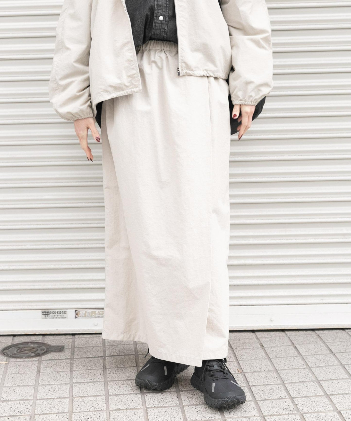 UR TECH尼龍塔夫綢裹身風半身裙