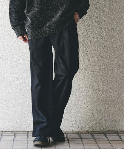 磨毛休閒寬腿褲