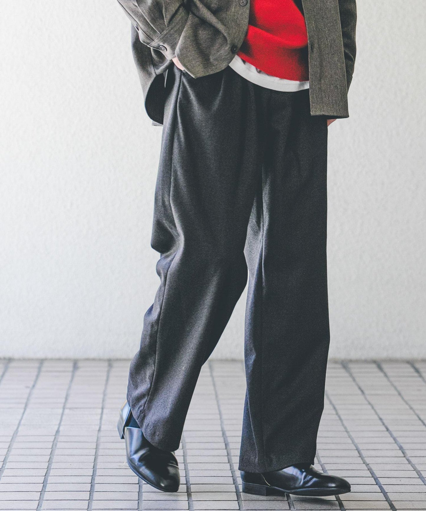 磨毛休閒寬腿褲