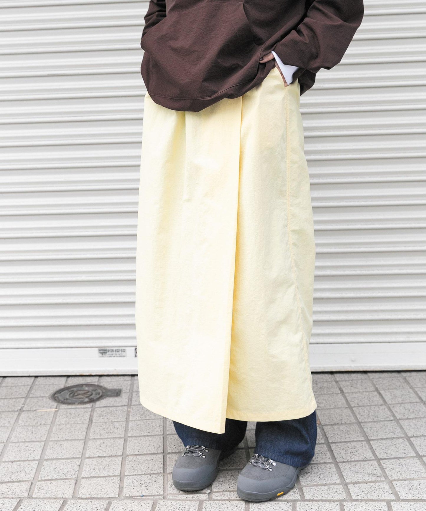 UR TECH尼龍塔夫綢裹身風半身裙