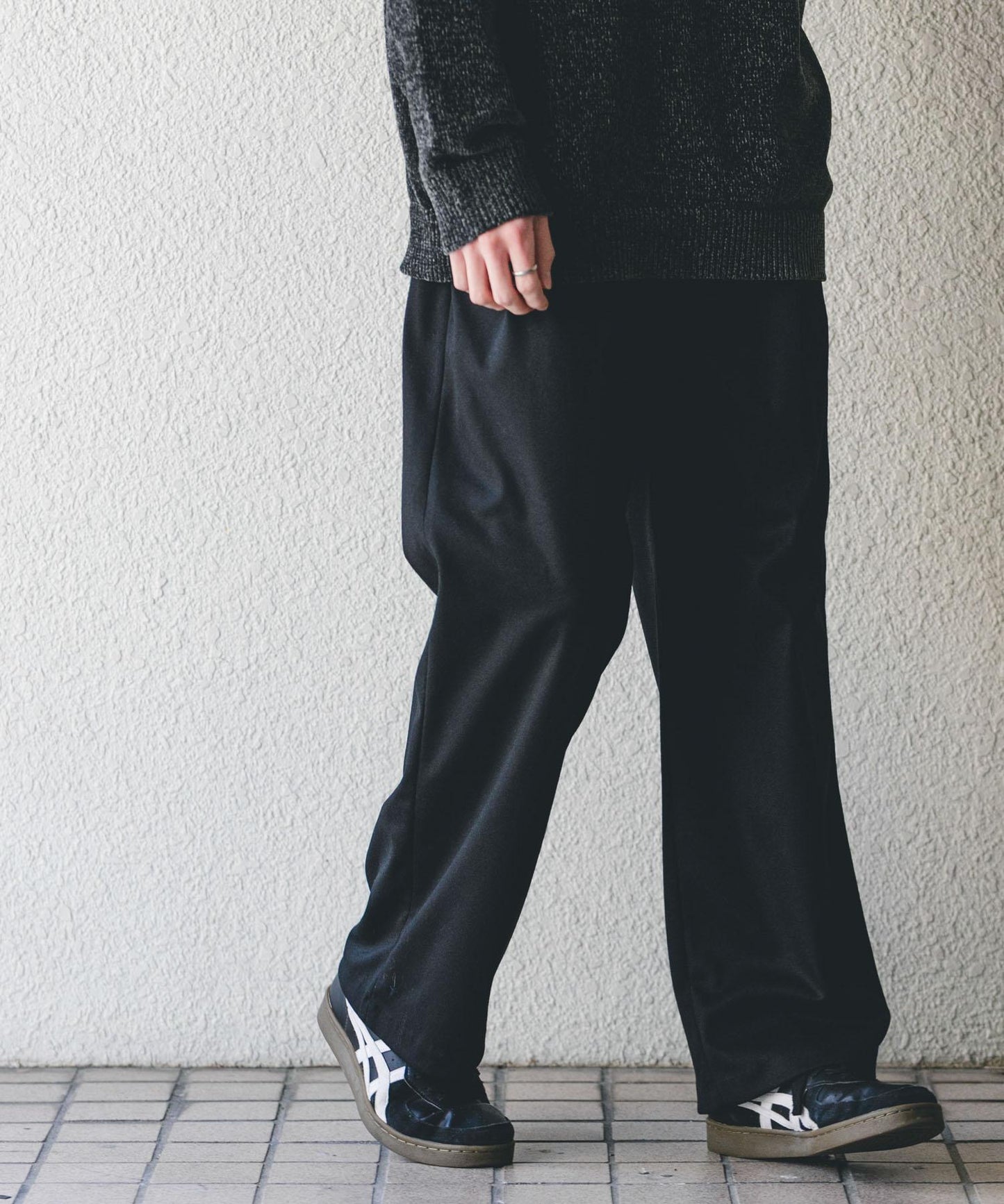 磨毛休閒寬腿褲