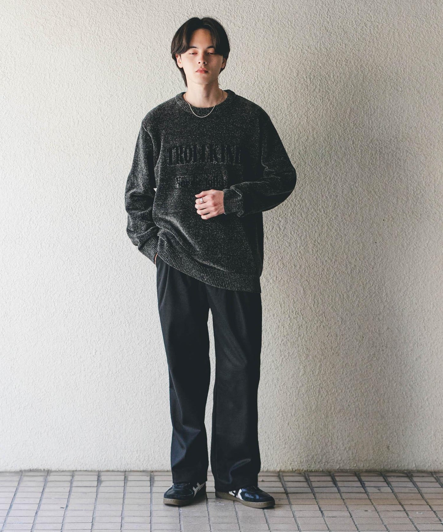 磨毛休閒寬腿褲