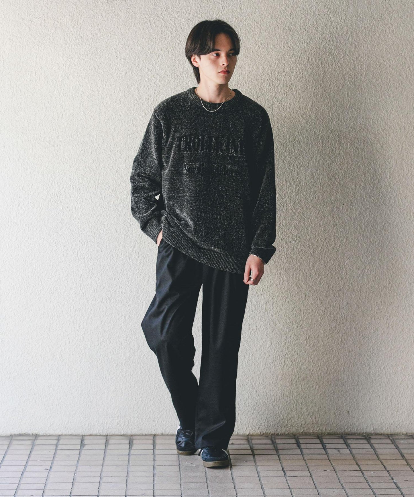 磨毛休閒寬腿褲