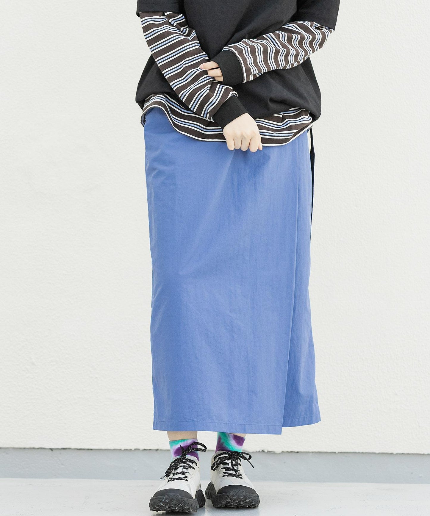 UR TECH尼龍塔夫綢裹身風半身裙