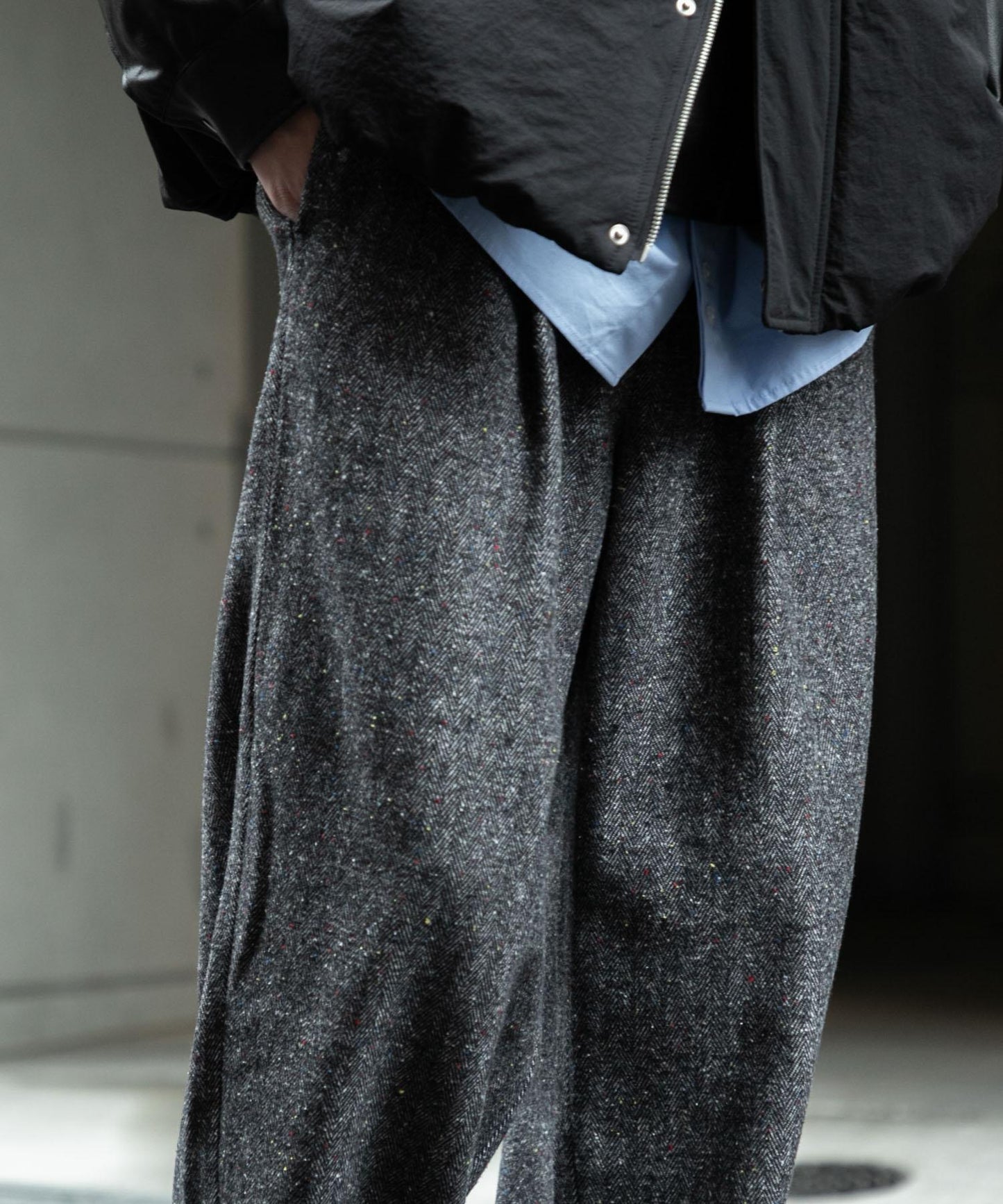 彩色斑點一褶桶型褲