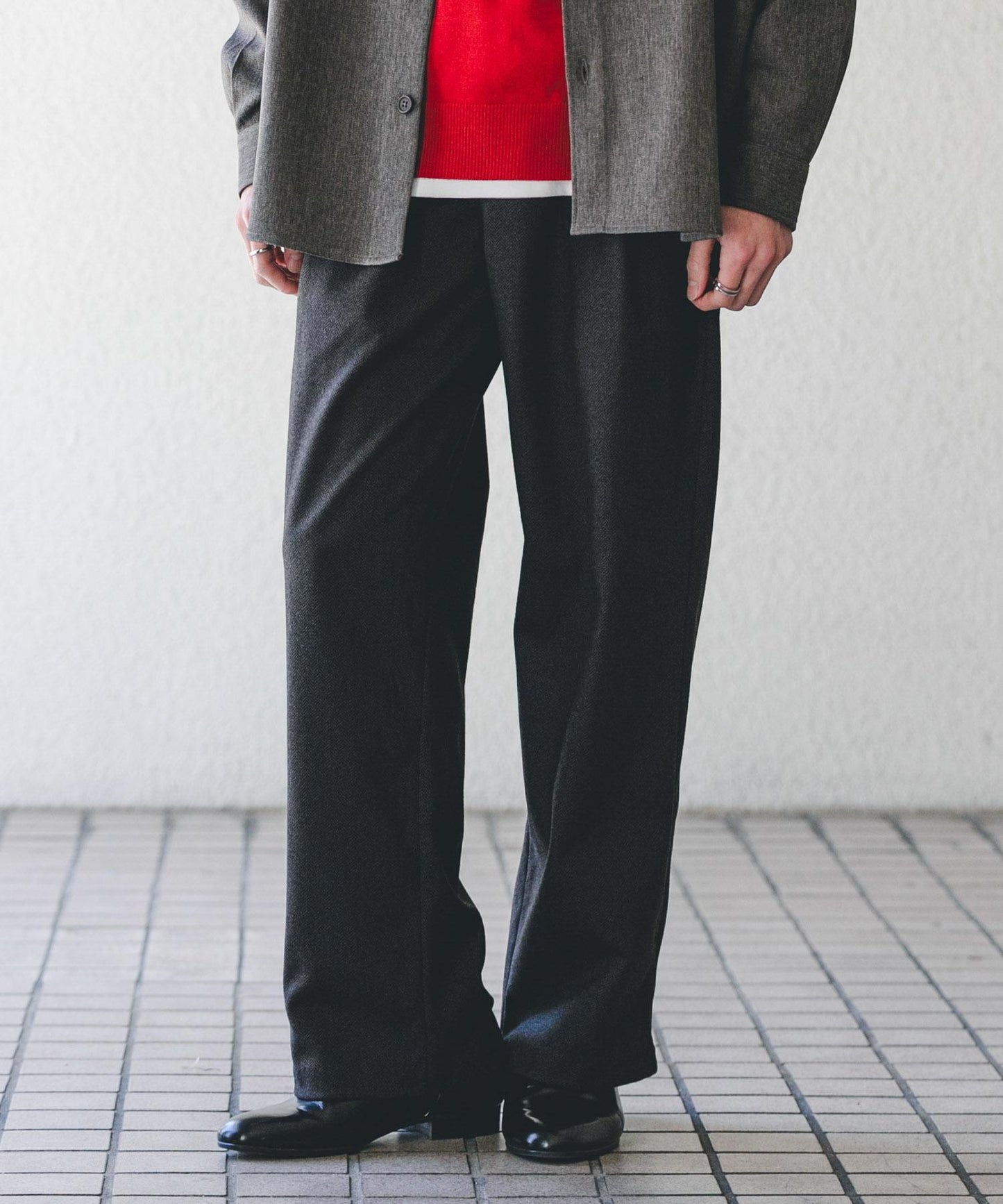 磨毛休閒寬腿褲